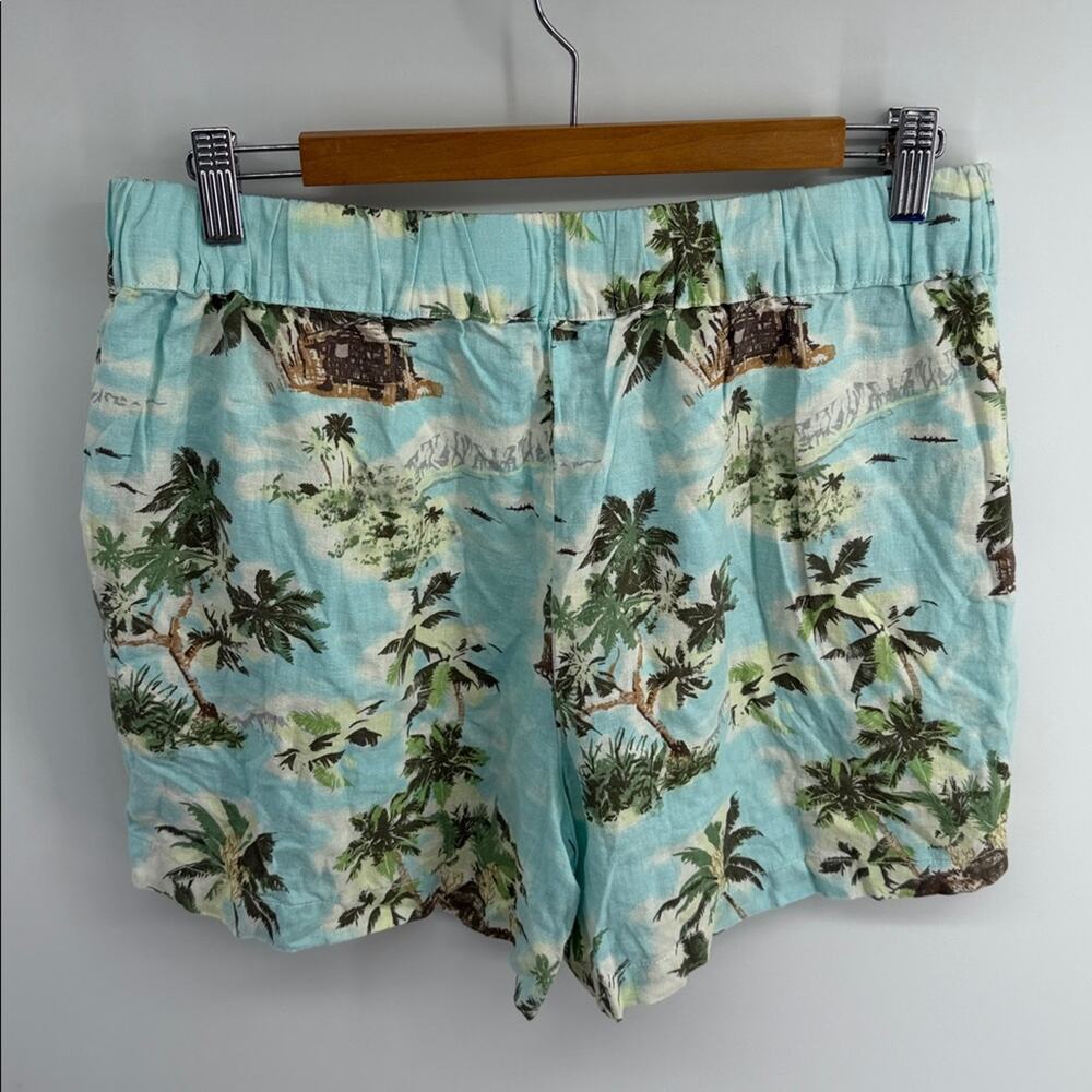 Casa Cabana linen blend island palm tree print elastic waist pull on shorts sz L - Picture 5 of 6